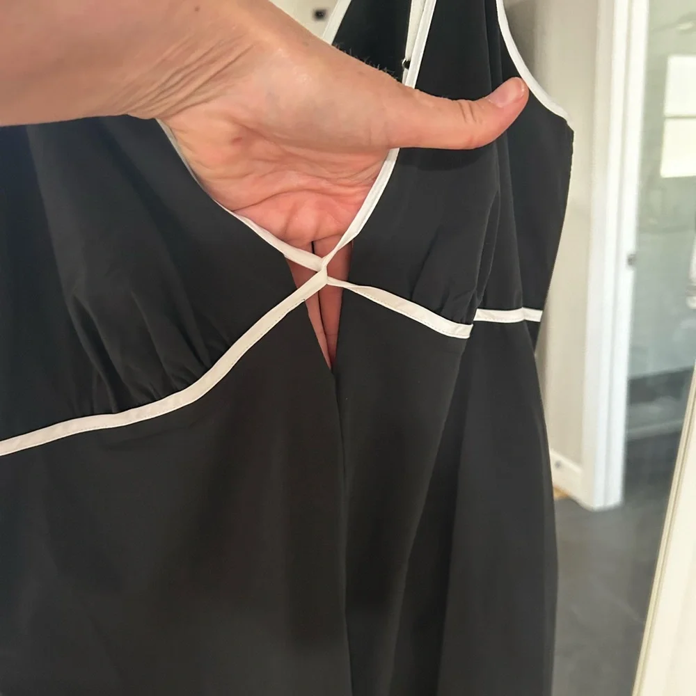 Rails Jessa Cutout Maxi Dress Adjustable Straps Contrast Trim Black White M NWT - Picture 8 of 11